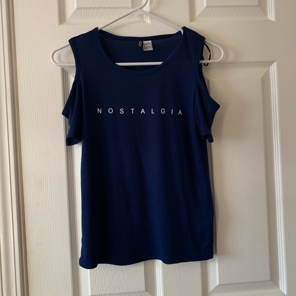 Not shoulders navy top